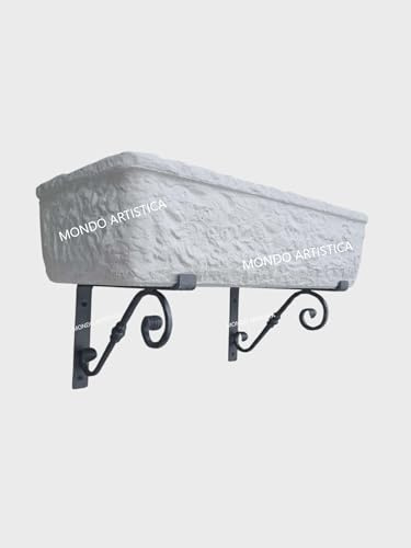 Lavello Lavandino In Cemento Con Staffe in Ferro, Lavabo, Fontana, Vasca Unica - Larghezza 80x40 Cm - Per Esterno Da Giardino Colore Bianco