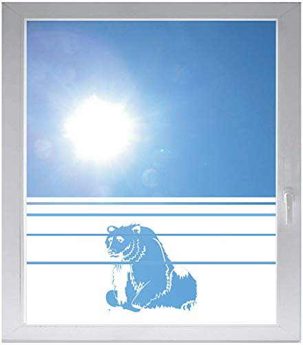 INDIGOS UG Sichtschutzfolie Glasdekorfolie Fensterfolie mit Motiv satiniert Blickdicht - E972 Wilde Bären - 1000 mm Länge - 500 mm Höhe Streifen - selbstklebend - matt - für Fenster