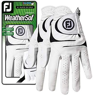 FootJoy Women's WeatherSof 2-Pack Prior Generation Golf Glove, White Medium, Worn on Left Hand