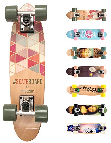 meteor Holz Skateboard Kinder Mini Cruiser Kickboard - hohe Qualität Old School Holz Deck Retro Skateboard