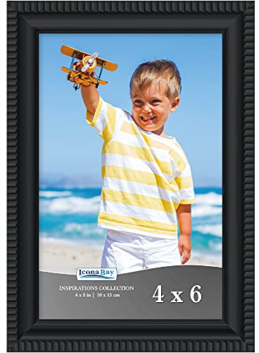 Icona Bay Cadre photo noir 10 x 15 cm, moulage magnifiquement détaillé, ensemble de cadres photo contemporains, support mural ou dessus de table, collection Inspirations