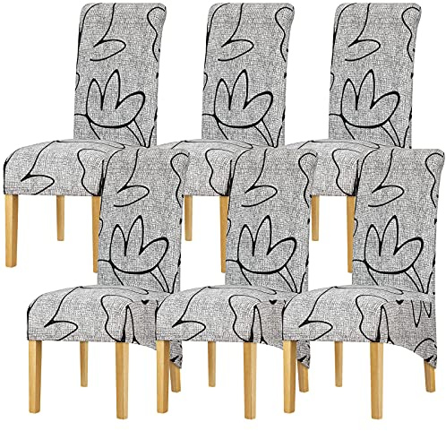 Leorate Chair Covers XL Size High Back Chair Seat Covers Stretch Printing Floral Chair Slipcover for Dining Room Banquet Hotel Home Decor Color-085 Pack of 6