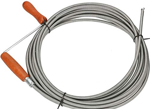 KOTARBAU Eje de Limpieza de tuberías de diámetro de 9 mm, Alambre de Acero con Resorte galvanizado, Todos los tamaños, Canal Flexible, Mango de Madera, para Todos los desagües (20 Metros)