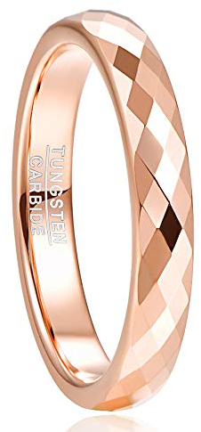 NUNCAD Rosegold Ring Damen aus Wolfram Ehering Verlobungsring Paar Hochzeitsring Freundschaftsring Partnerring 4mm Größe 56 (17.8)