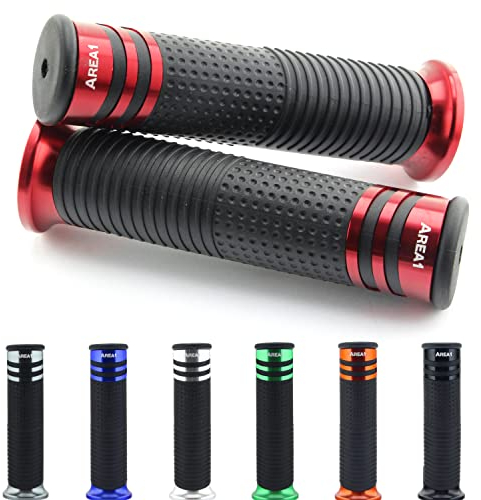 Area1 universal Motorrad Motorroller Lenkergriffe rot 2 Stück 22/24mm kompatibel mit Duke SMC/R MT07/09/125 Z900/650/500/125 YZF CMX CB500 Hornet SV650 GSXS/R GSF TPH NRG Aerox Jetforce Runner