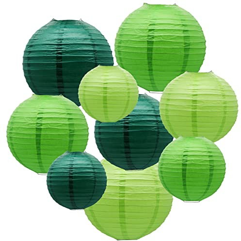 ADLKGG Green Paper Lanterns Party Decorations for St. Patrick's Day, Hanging Lantern for Graduation, Tropical Jungle Theme Birthday, Football Theme Baby Shower, Rainforest Decor Suitable for Classroom