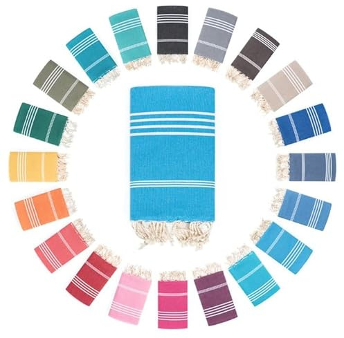 Darido Turkish Asciugamano hammam fatto a mano - Asciugamano da sauna, bagno e spiaggia XXL 100 x 200 cm - 100% cotone - Leggero, morbido e assorbente - Multiuso e pratico