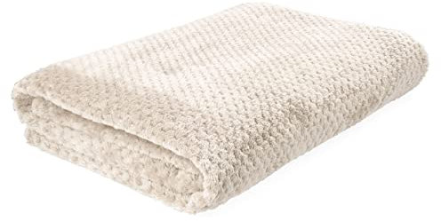 HOMLA Noah Kuscheldecke Flauschig und Warm - Bettdecke Decke Sofadecke Tagesdecke - 150 x 200 cm Beige