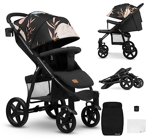 LIONELO Annet Buggy bis 22 kg mit Liegefunktion, Kinderwagen klein zusammenklappbar mit Zubehör, Eva-Schaum-Räder, Moskitonetz, Fußdecke Getränkehalter, Korb