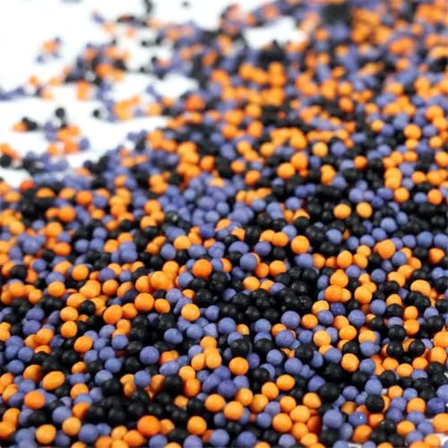 Streuselheld Nonpareille Verhext 40g Zuckerstreusel Perlen | gruselige Sprinkles Topping für Monster Muffins Lila, Orange, Schwarz Streusel für gruselige Cupcakes oder Halloween-Kekse
