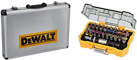 DeWalt Chisel and Drill Set, 15 Pieces SDS Plus: 4 x Flat chisels, 1 x Pointed Chisel, DT9679 & DT7969-QZ, 32 Piece XR Professional Magnetic Screwdriver Bit Accessory Set, Yellow