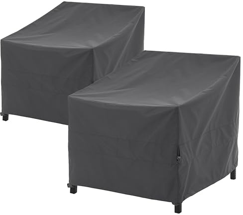 F&J Outdoors Gartenstühle Abdeckung, Wasserdicht UV-beständig Robust Stapelbarer Stuhl Schutzhülle Draußen Plane für Sommer und Winter, 74cmx76cmx66/91cm,Grau,2pcs