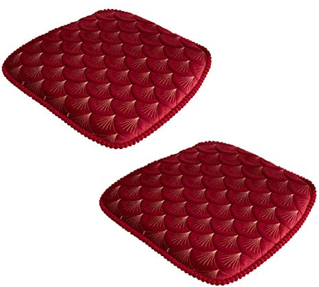 ZIBENE Stuhlkissen Halbrund 45x45 Mit Schleife, Sitzkissen Stuhl 2 StüCk, Sitzpolster Gartenstuhl Stuhlauflagen EsszimmerstüHle mit Rutschfester Unterlage Dicke Sitz Auflage KüChenstuhl Rot