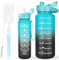 CodiCile 2 Pack Water Bottle Set - 2 Liters & 750ml With Straw, BPA Free, Motivational Canteen With Time Marking, Leakproof Large Sport Drink Bottle for Women Men