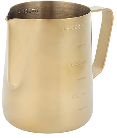 Milchaufschäumkännchen aus Edelstahl mit Skala für Kaffee-Latte-Art zu Hause, Leicht zu Reinigen und zu Kontrollieren, 350 Ml/600 Ml, Gold (GOLD)