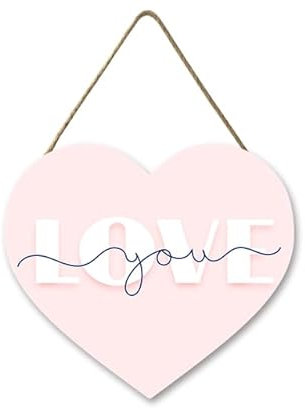 Horienteeon Valentinstag Türschild Dekorationen Rosa Liebe Valentinstag Haustür Hängeschild Herz Liebe Holz Türhänger Kranz Zuhause Zimmer Outdoor Wanddekoration 30 × 27 cm