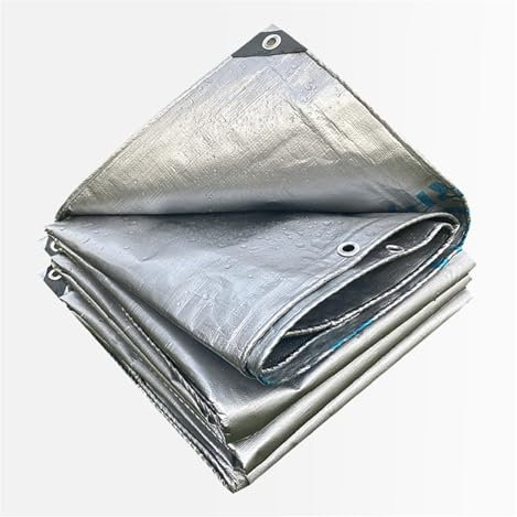 Abdeckplane mit UV-Schutz Plane mit Ösen PE - Holzabdeckplane Wasserdicht Schutzplane, 0.32mm für Gartenmöbel Holz Trampolin Poll Auto, Anpassbar blais (Color : Silver, Size : 2x3m)