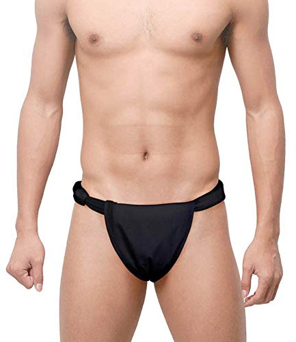 Generic Sumo Short en coton pour homme String japonais traditionnel Dos en T Fundoshi Sous-vêtement lutteur Pagne Kimono Slip, noir, Large