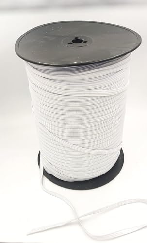 Goma elastica para Mascarillas 7mm, cinta elastica costura, goma elastica SUAVE, Cinta elastica plana tela blanco para coser y manualidades (Blanco, 6 metros)