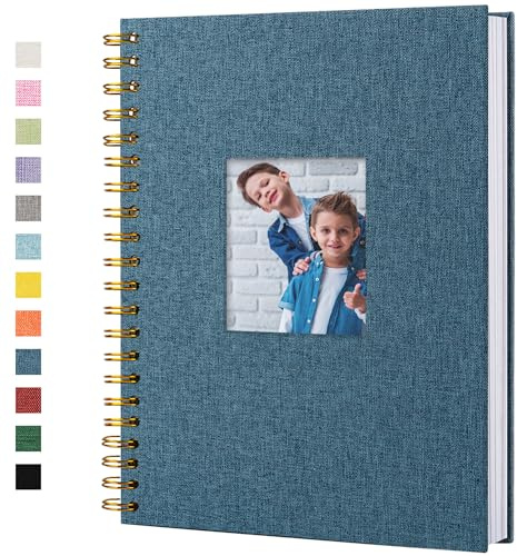 Scrapbook Fotoalben Leineneinband,28x28 cm,80 Seiten,Dunkelblau | Hardcover Kraft,Weiße Seiten,Erinnerungsbuch – Für Hochzeit,Reise,Baby,Dusche,Gästebuch