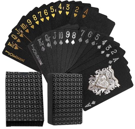 DHSBGWSX 1 mazzo di carte da gioco, carte da gioco in plastica, carte da gioco impermeabili, in plastica, per feste, facile da trasportare, ideale per coppie, riunioni di famiglia (nero)
