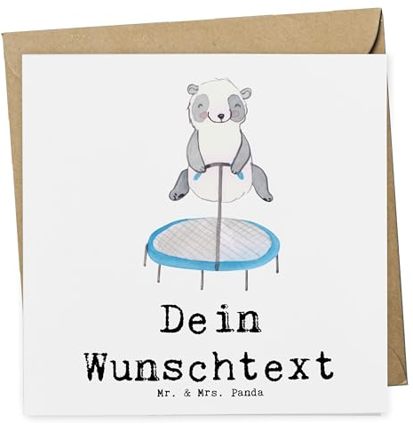 Mr. & Mrs. Panda Personalisierte Deluxe Karte Panda Trampolin springen - Geschenke, Turnen, Grußn personalisiert, Geschenk