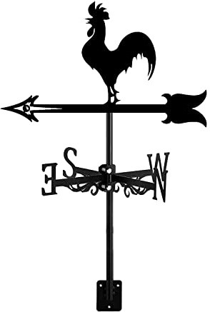 DIioee Segnavento Un Forma di Gallo - Siluetta della Banderuola Un Forma di Galletto retrò - Indicatore della Direzione del per La Fattoria All'Aperto