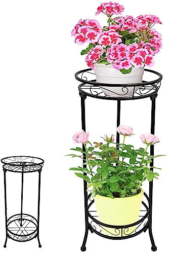 MYVVKIA Hohes Pflanzenständerregal - Blumenständer für draußen, Pflanzenregalhalter mit Metallrahmen, stehendes Lagerregal, praktischer Blumentopfständer für drinnen und draußen