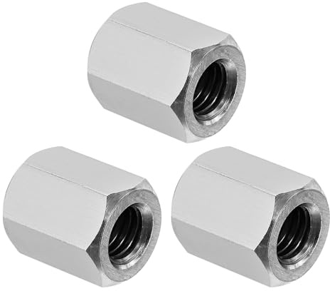 PATIKIL 3/8-16 UNC 304 Edelstahl Sechskant Kupplungsmuttern, 3 Stück 1/25mm Langmutter Gewindehülse Sechskantmutter Edelstahl Kupplungsmutter Gewindemuffe Gewindeeinsatz, Silberton
