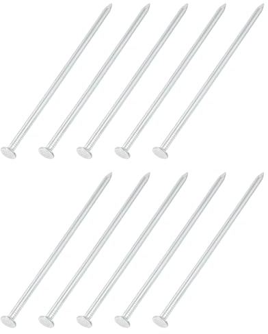 sourcing map 25Pcs Small Hardware Nails, 60D x 6 Carbon Steel Round Head Nail Common Finishing Nail for Household Woodworking Picture Hanging DIY Projects, Silver