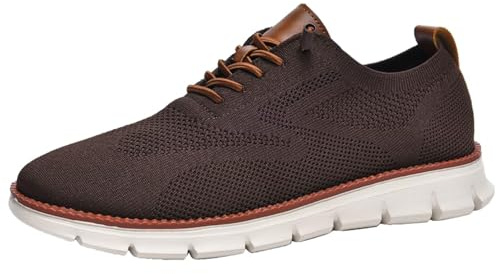 Shoes Oxford para Hombre con Cordones, Ligeros, Informales, cómodos, Zapatos para Caminar, Urban, Zapatillas de Deporte de Malla para Hombre, Zapatos de Negocios (marrón,42)