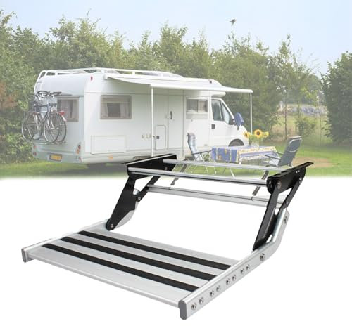 Kindevieft Marchepied pour Camping-Car, Marchepied ExtéRieur pour Camping-Car, Marchepied Portable pour Camping-Car, Marchepied D'EntréE pour Quai, AntidéRapant, Supporte 150 Kg,SingleLayer