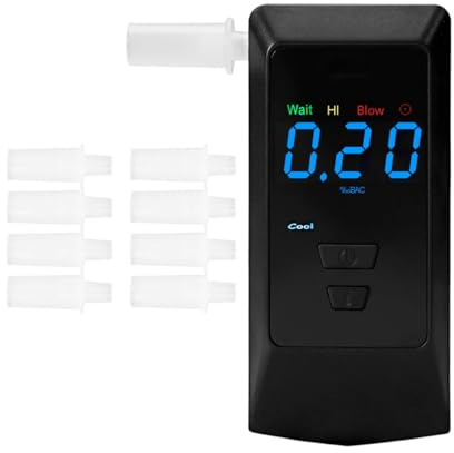 Homcoice Ethylotest Electronique avec 8 Embouts buccaux, Alcootest Portable avec Rechargeable USB, Ethylomètre de précision de qualité Professionnelle, pour Un Usage Personnel et Professionnel