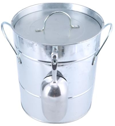 Double Handle Metal Wine Bucket Beverage Tub Ice Bucket with Shovel and Lid for Parities Gatherings