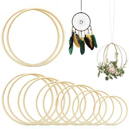 14 StüCk Holzringe Zum Basteln,Le DiamèTre ExtéRieur Est De8,10,13,15,17,18,20cm,Zwei Von Jeder GrößE FüR Blumenkranz Hochzeitskranz Deko Und Wandbehang Diy Handwerk