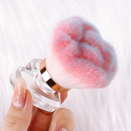 ANGNYA Nail Dust Brush, Rose-shaped Head and Heart-shaped Handle Dust Brush for Nails, Fluffy Dust Powder Remover Makeup Duster Cleaner Brush Acrylic Nail Tools