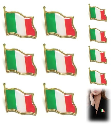 TSUOUKL 10 Piezas Broche de Bandera Italiana, Pin de Solapa de Metal, Broche de Italia, Pin de Solapa de Bandera de los Estados