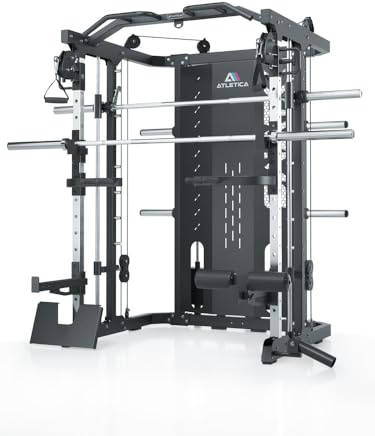 ATLETICA SWAT Multipresse | Version Performance | Station de musculation tout-en-un de 226 cm de hauteur | Power Rack, machine Smith et double câble de traction avec bloc de poids de 2 x 75 kg