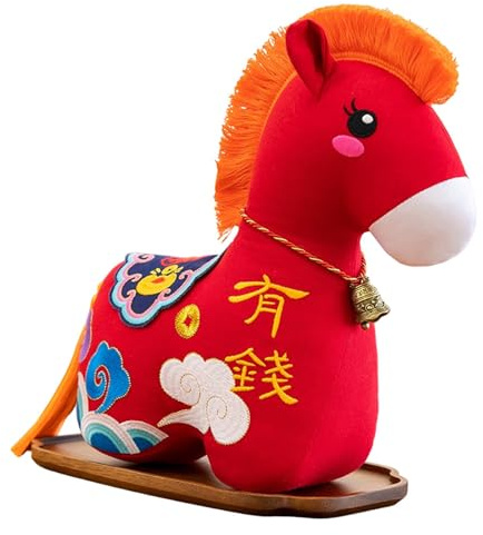 perfeclan Peluche Cheval du zodiaque chinois 2026, mascotte du zodiaque, multifonctionnelle, pour la décoration d'étagères et de bureaux, décoration Nouvel, 15cm