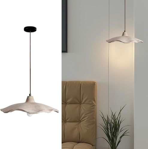 AroimRex Wabi Sabi Beton Pendelleuchte im nordischen Zement Kronleuchter Stil mit einzigartigem blütenförmigem Lampenschirm japanische Steinleuchte for Esszimmer Nachttisch Kücheninsel Flur