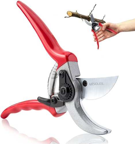 LESOLEIL Sécateur de jardin avec lame japonaise SK5 en acier au carbone pour couper du bois frais, séché, roses, raisins