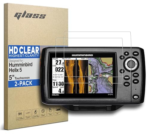 INNOSURE [Confezione da 2] Pellicola protettiva in vetro temperato per Humminbird Helix 5 Echolot G1/G2/G3/G4 5 pollici, accessori touch screen 5 pollici, 9H, antigraffio (HD trasparente)