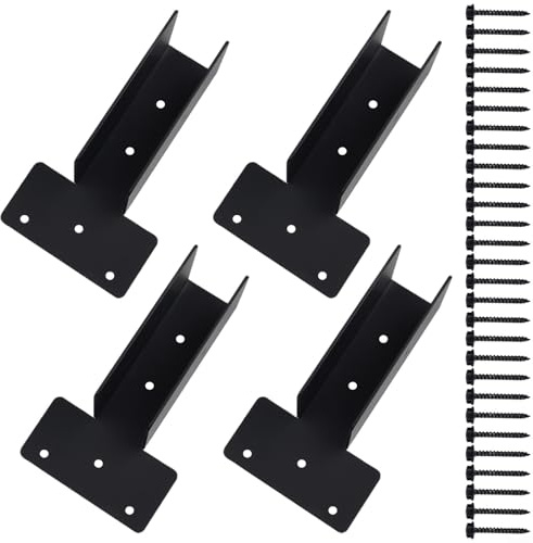 EffiFish 4pcs Pergola Side Top Mount Brackets,Carbon Steel Upper Joint for 2x4 Timber Beam,Heavy Duty Gazebo Patio Shed Frame Connector Kit,Black