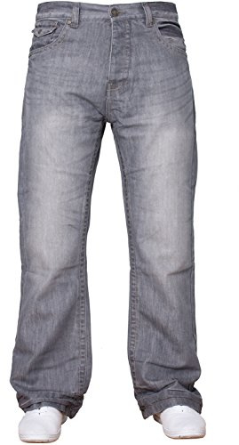 APT Hommes Basique Bleu Coupe Bottillon Jambe Large évasé Travail Jeans décontracté Grandes Tailles Disponible en 3 Couleurs - Gris, 32W x 32L