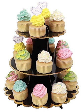 Cupcake Stand Cartone 3 Tier Alzata per Torta Supporto per Cupcake per Baby Shower Genere Reveal Festa Bambini Festa di Compleanno