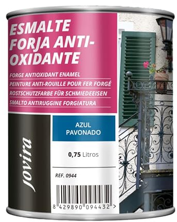 JOVIRA PINTURAS Esmalte Forja Antioxidante al Disolvente. Protección y decoración sobre hierro. (750 Mililitros, Azul Pavonado)