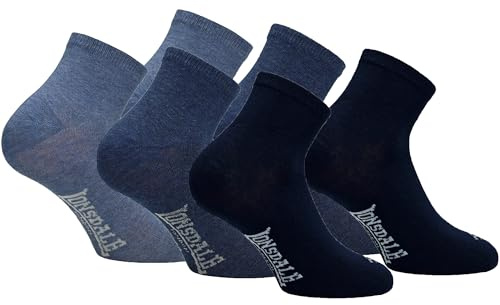 Lonsdale Quarter 6 Paia di calzini sopra la caviglia, ottima qualità di cotone (Blu Mix, 39-42)