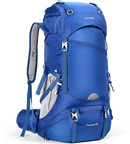 HOMIEE Wanderrucksack 50L, Herren Damen Wasserdichter Trekkingrucksack Reiserucksack Outdoor Wandern Rucksack Mit Regenabdeckung, Backpacker Rucksack Für Wandern, Bergsteigen, Camping, Reisen Sport