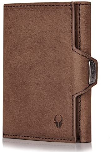 DONBOLSO Portafoglio NextGen - Uomo, senza Portamonete - Protezione RFID - per Carte di Credito, Fino a 11 - in pelle - Colore Vintage Marrone