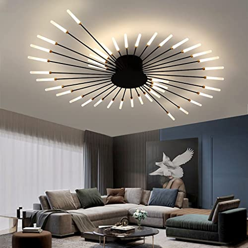 LED Deckenleuchte Modern Feuerwerk Design Deckenlampe Wohnzimmer Ceiling Lamp Schlafzimmer Decken Beleuchtung Flur Wandleuchte Restaurant Kronleuchter Kinderzimmer Nicht Dimmbar Light (Black,42Heads)